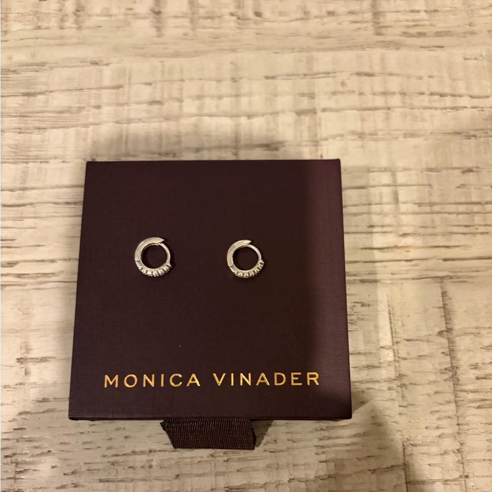 Monica Vinader diamond huggie Earrings